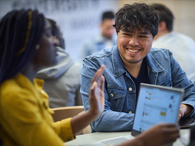 students talking