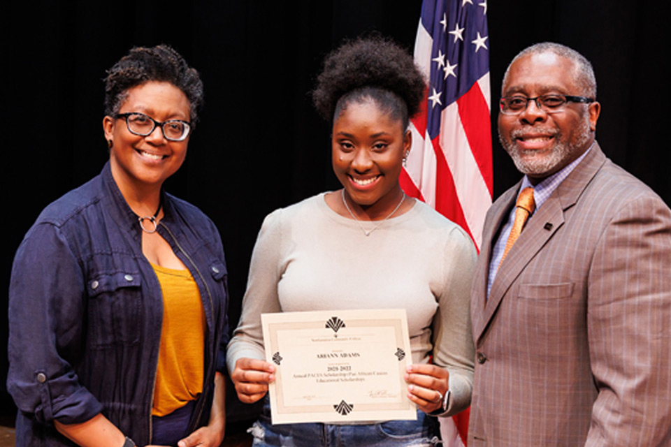 student winning an award