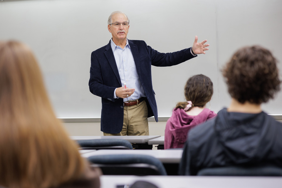 professor leading leadership class