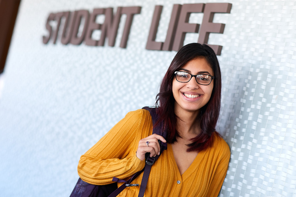 student outside Student Life Zone