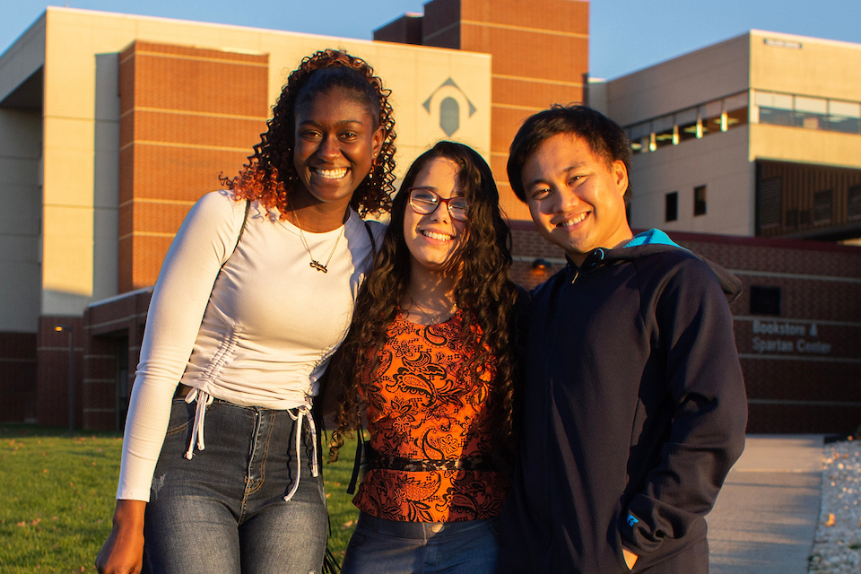 Students smiling on campus