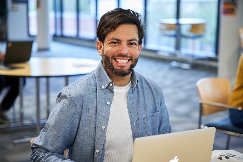 student at laptop