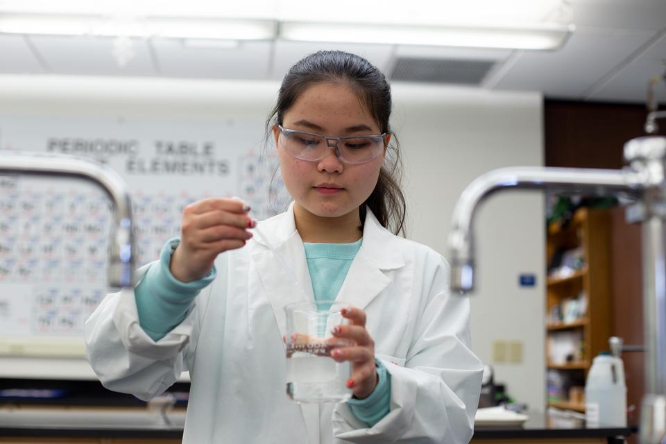Diverse Female Student in Science Lab