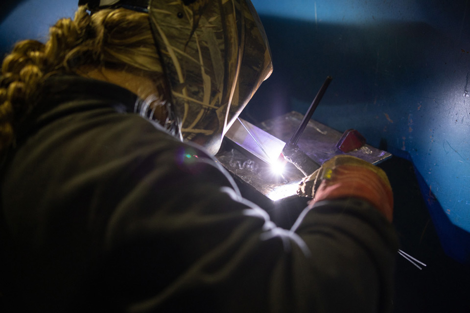 student welding