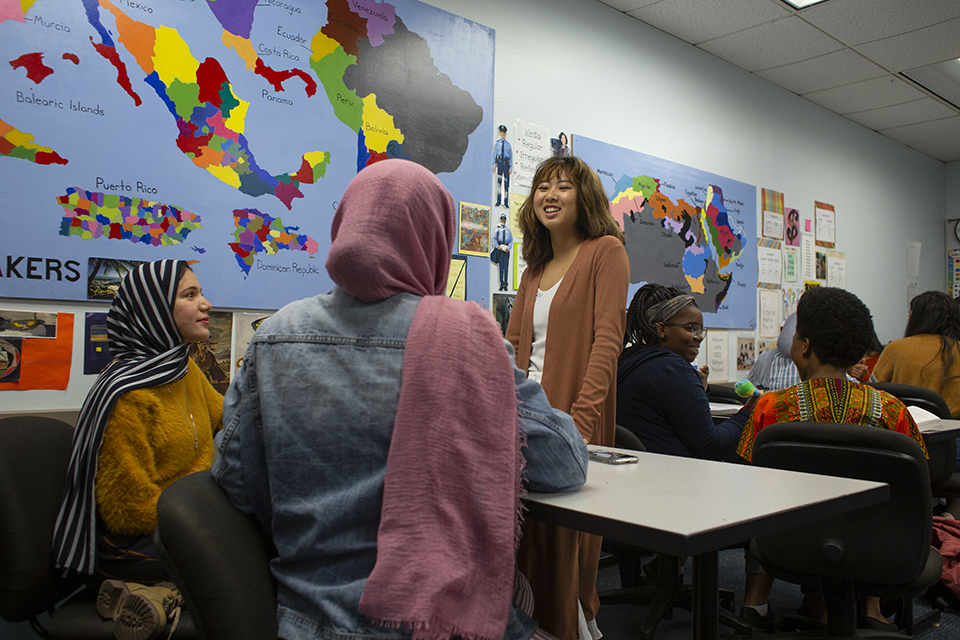 international students in a classroom