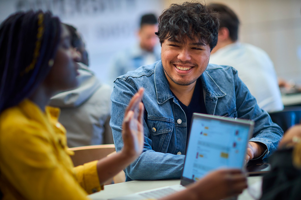students talking