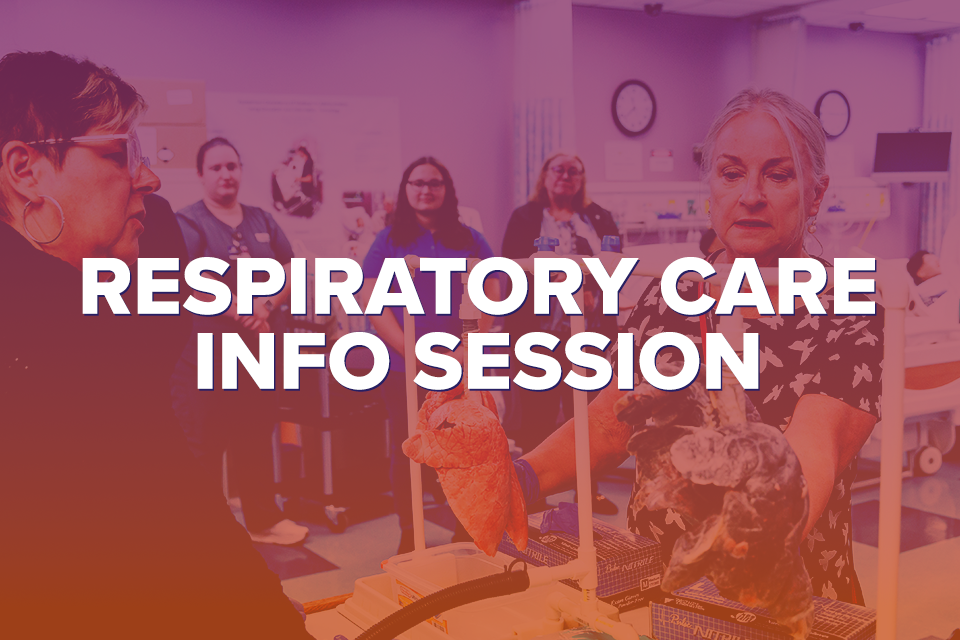 Purple and blue gradient background with white text that reads: 'Respiratory Care Info Session'