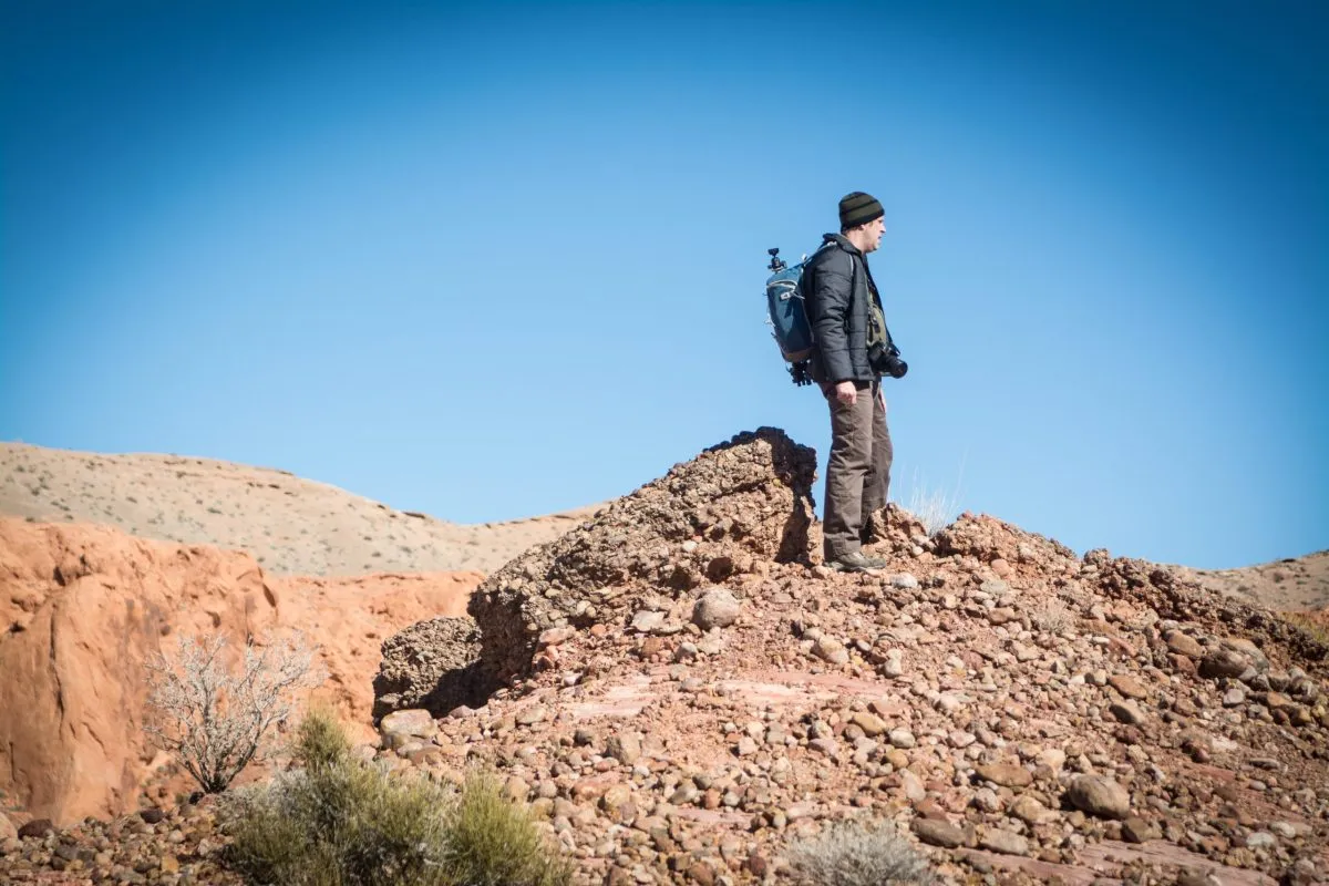 photographer in desert